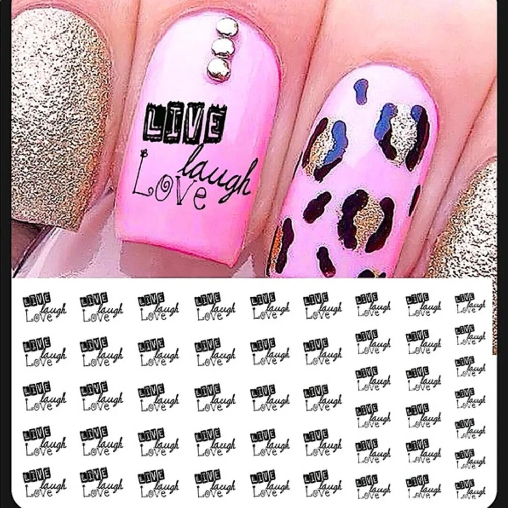 💌BO/GO$6 Live Laugh Love Nail Transfer Decals - Valentine’s Day